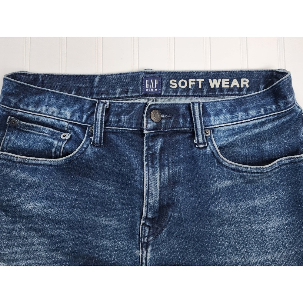 Mens Gap Jeans Size 29x34 Jeans Straight Fit, Blue Denim Soft Wear